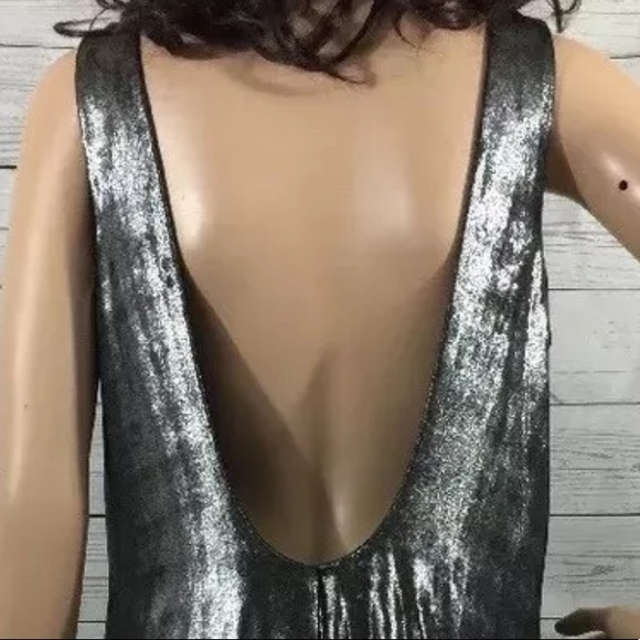 ABS Allen Schwartz Collection Dress Shimmery Metallic Silver Pewter - Picture 10 of 12